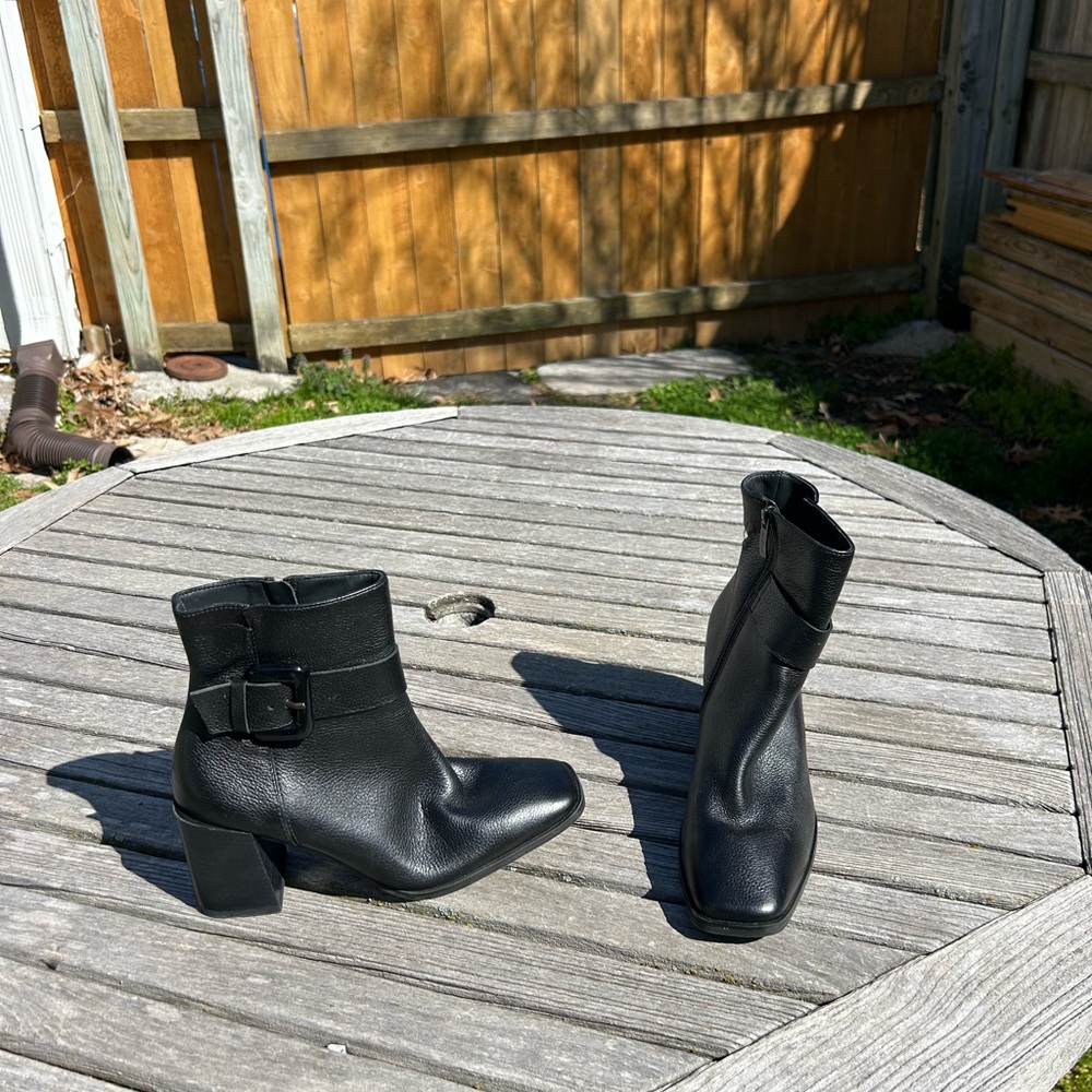 Paul Green Block‎ Heel Belted Black Leather Nirvana Ankle Boot size US 8.5